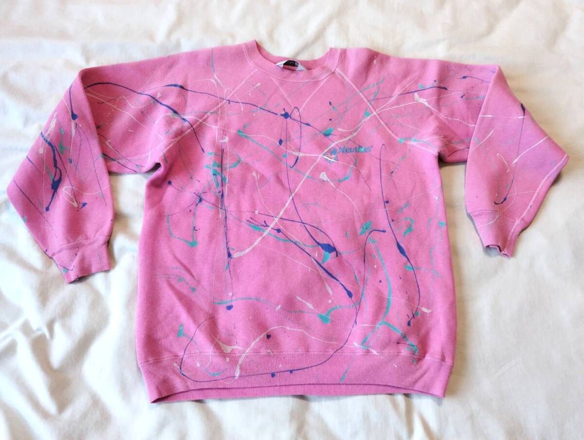 USA製 前V スウェットシャツ トレーナー ペインティングNautilus Apparel XL Rebear Johnbull