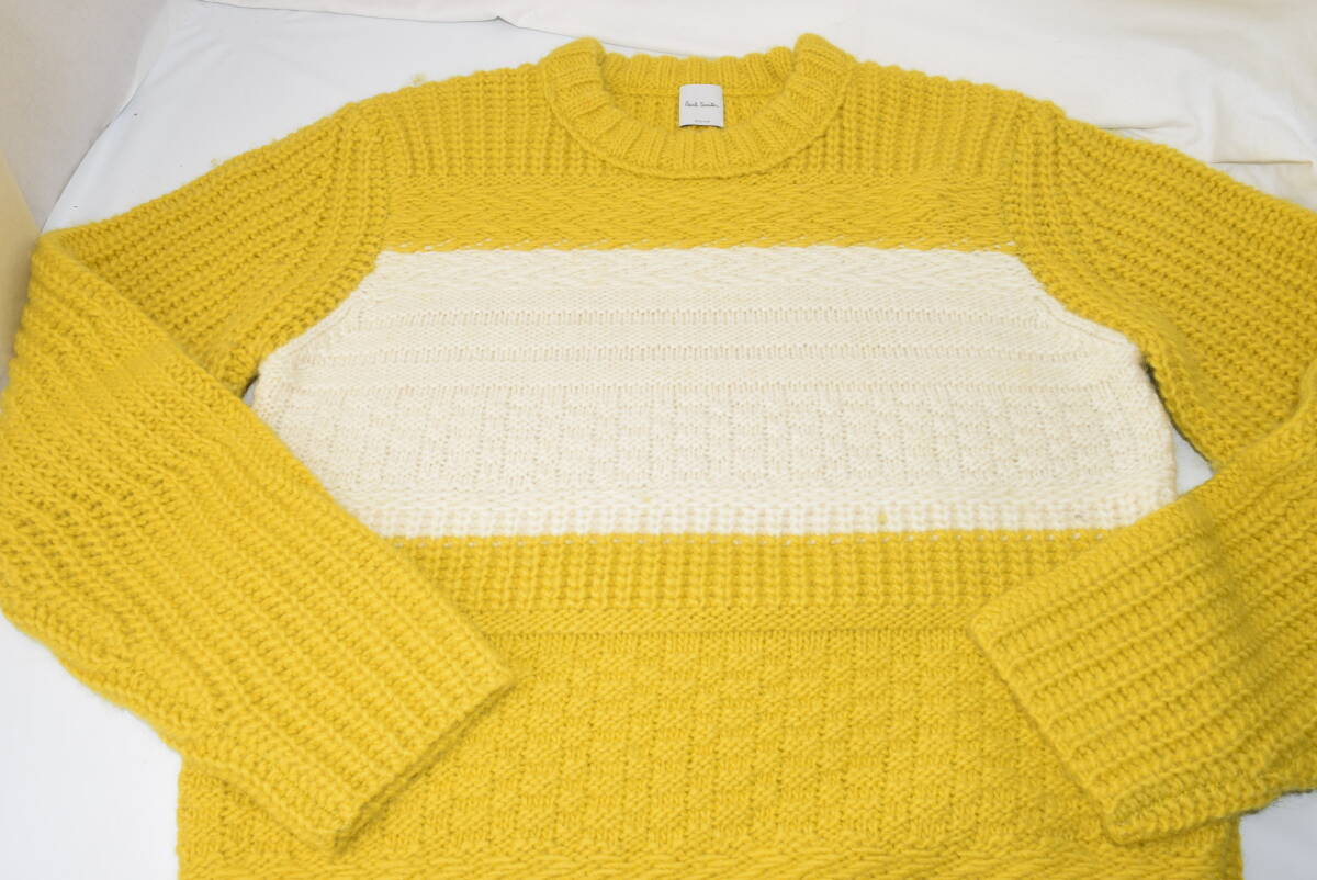 * новый товар не использовался *Paul Smith low gauge свитер Париж kore модель * желтый цвет & белый *M размер ширина плеча 45. ширина 54. длина одежды 71. длина рукава 65.* обычная цена 66,000 иен