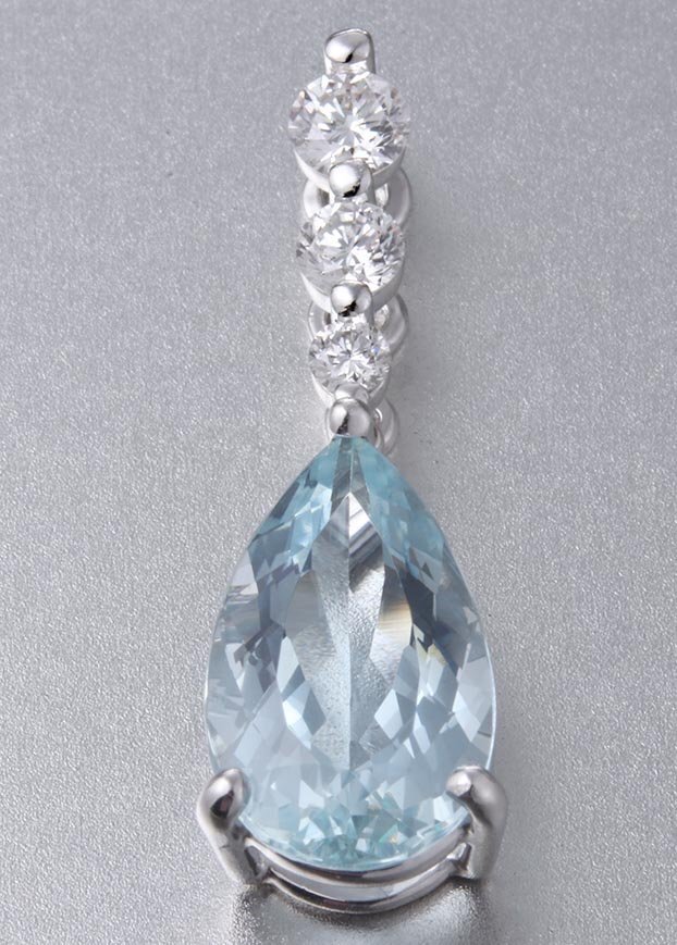 *so есть аквамарин 3.04ct+ dia. k18WG производства подвеска *2.6g/IP-6766