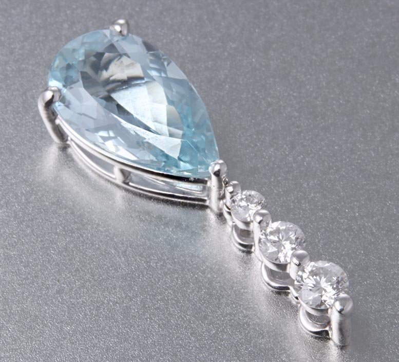 *so есть аквамарин 3.04ct+ dia. k18WG производства подвеска *2.6g/IP-6766