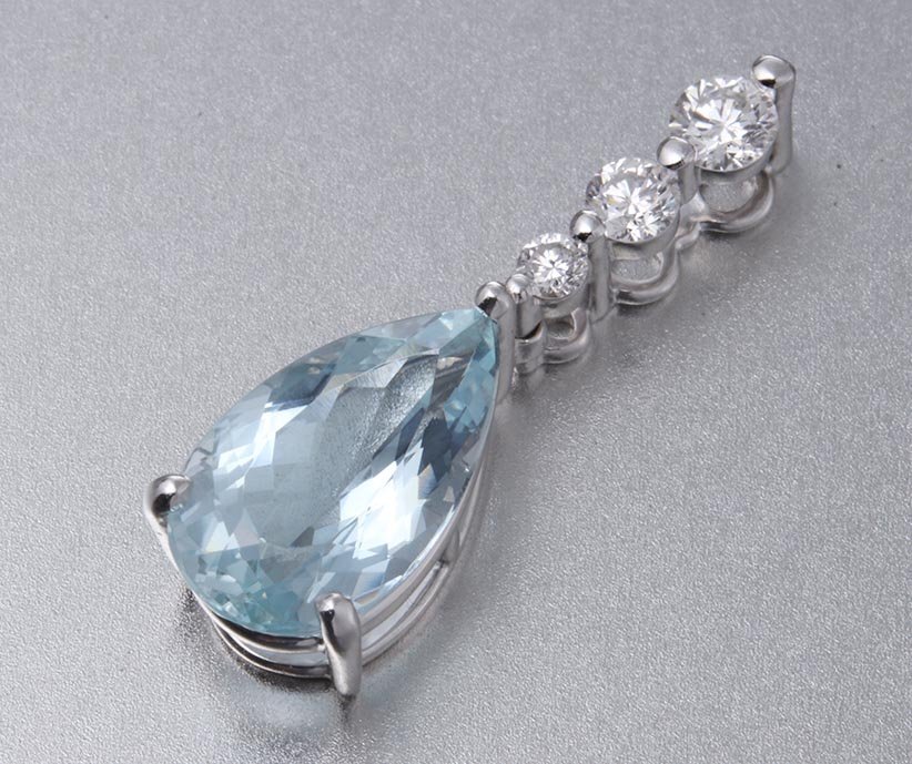 *so есть аквамарин 3.04ct+ dia. k18WG производства подвеска *2.6g/IP-6766