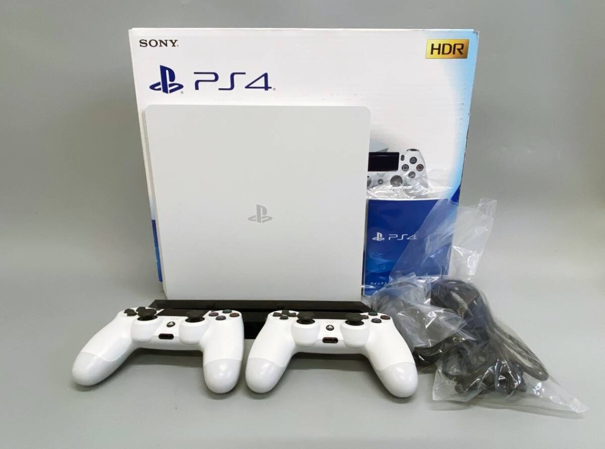 動作確認済 SONY ソニー PS4プレイステーション4 箱あり 本体 コントローラー2個 500GB CUH－2100A 白 ホワイト