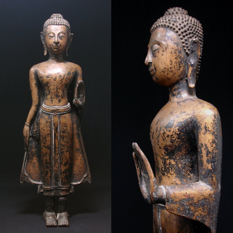 時代銅製仏像 タイ仏像 重さ1954g 高26cm 幅16-10cm 東南アジア 時代銅製仏像 タイ仏像 重さ1954g 高26cm 幅16-10cm 東南アジア