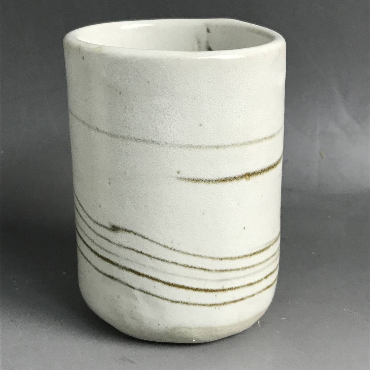 UNY27/6【作家物】在銘『行』練上湯呑 10客セット 練り込み 陶磁器 刻印 白練込 茶道具 茶器 食器 美品④■