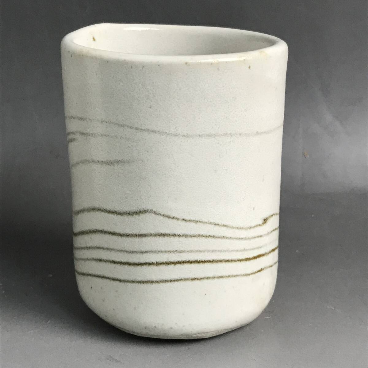 UNY27/6【作家物】在銘『行』練上湯呑 10客セット 練り込み 陶磁器 刻印 白練込 茶道具 茶器 食器 美品④■