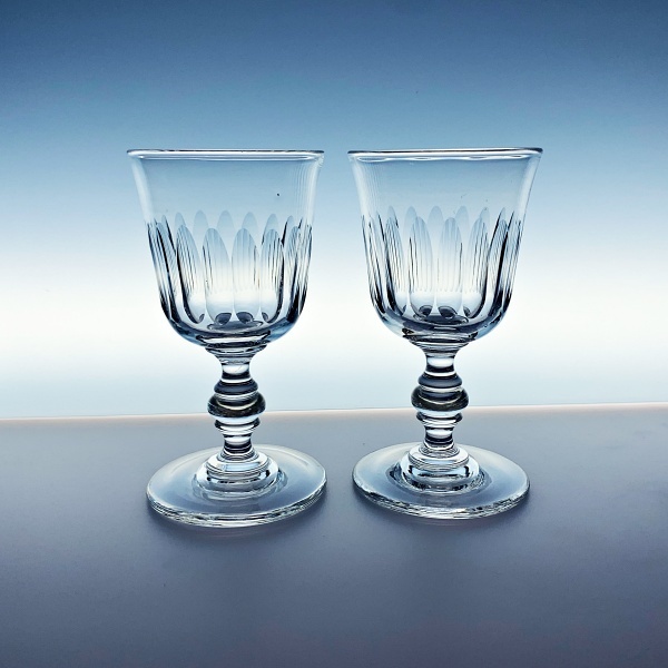 オールド バカラ ワイン グラス 2客 ペア セット BACCARAT TULIPE チューリップ 19世紀 H11.6㎝ ポートワイン 白 フランス アンティーク