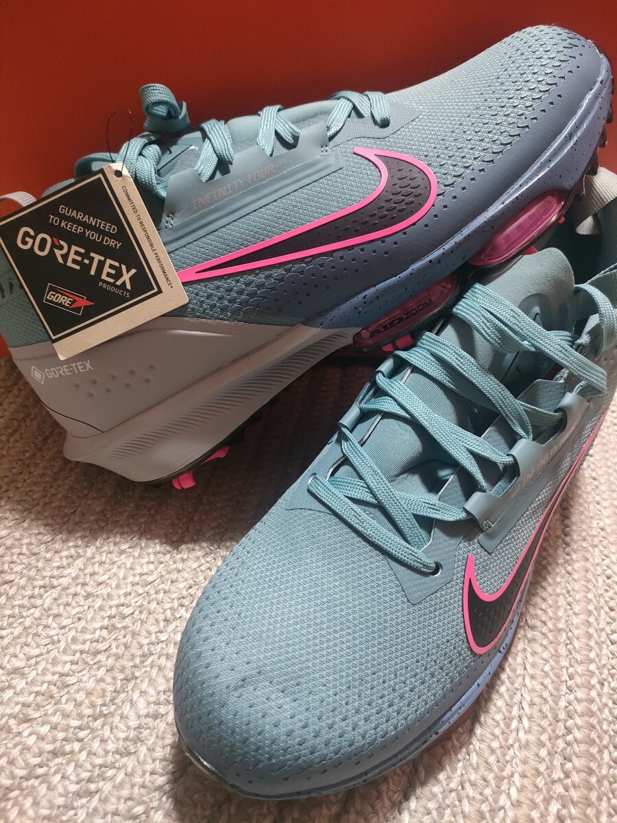 新品 定価29700 NIKE GOLF インフィニティ ツアー NEXT% 2 ゴアテックス 26.5cm ナイキ ゴルフシューズ ブルー スパイク 防水 ズームエア