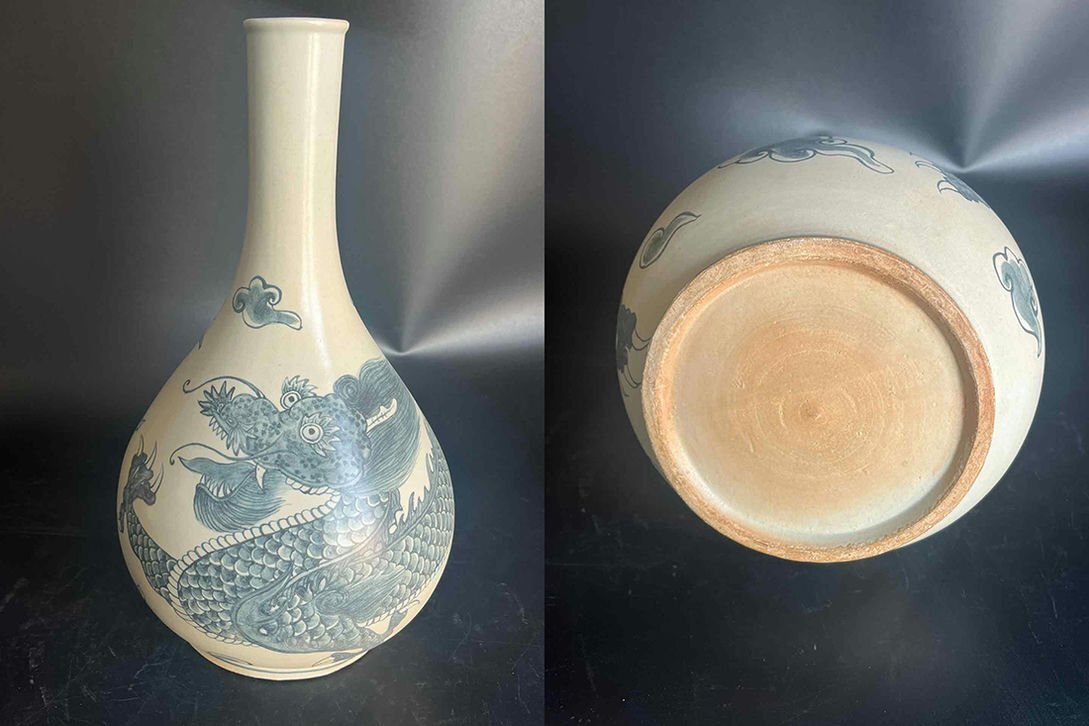 ▽渡鶴羽▽P863清時代 康熙年製 藍釉苹果尊・古陶磁器 ・ ▽渡鶴羽▽P863清時代 康熙年製 藍釉苹果尊・古陶磁器 ・