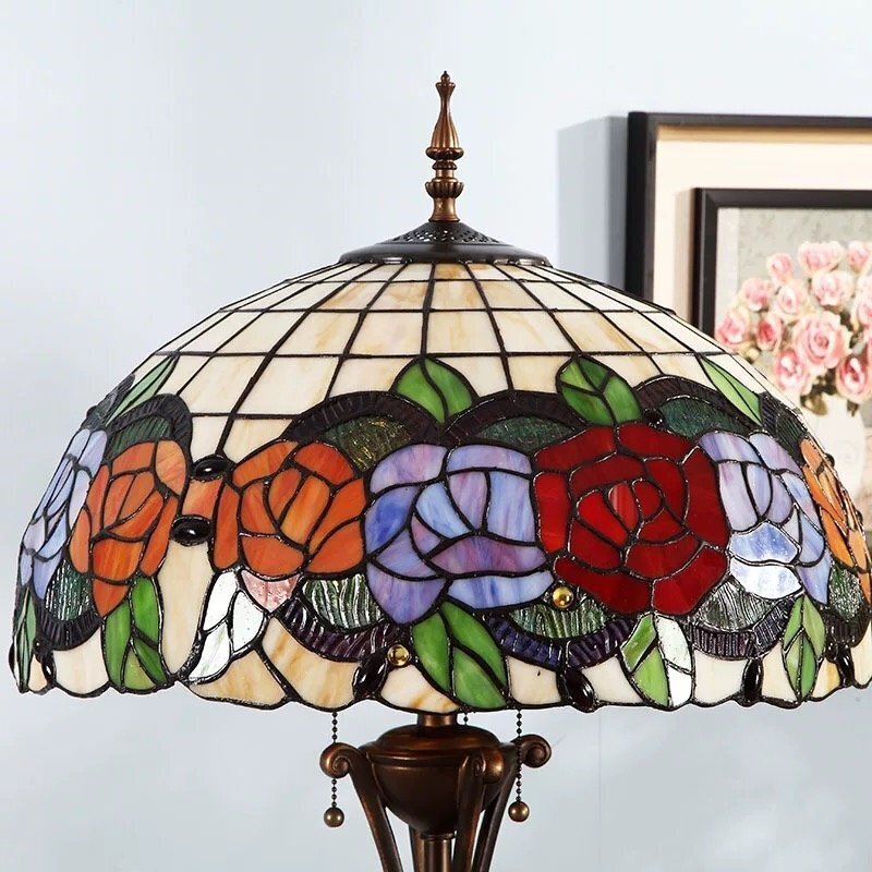芸術品☆ 花柄 ティファニー技法 照明 フロアスタンド