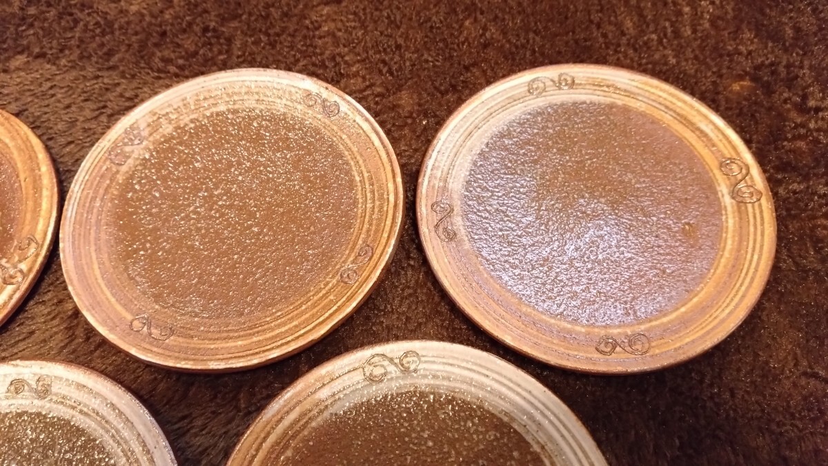 古越前　越前焼　豆皿　菓子皿　蔵出し　白釉　茶道具　５客