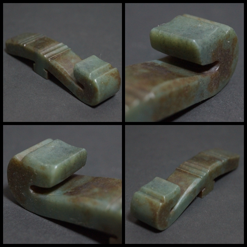 古代 和田玉(ホータン)細工彫り古代龍首帯勾 根付 緒締玉 提げ物 装飾品 置物 閑】古代 和田玉(ホータン)細工彫り古代龍首帯勾 根付 緒締玉