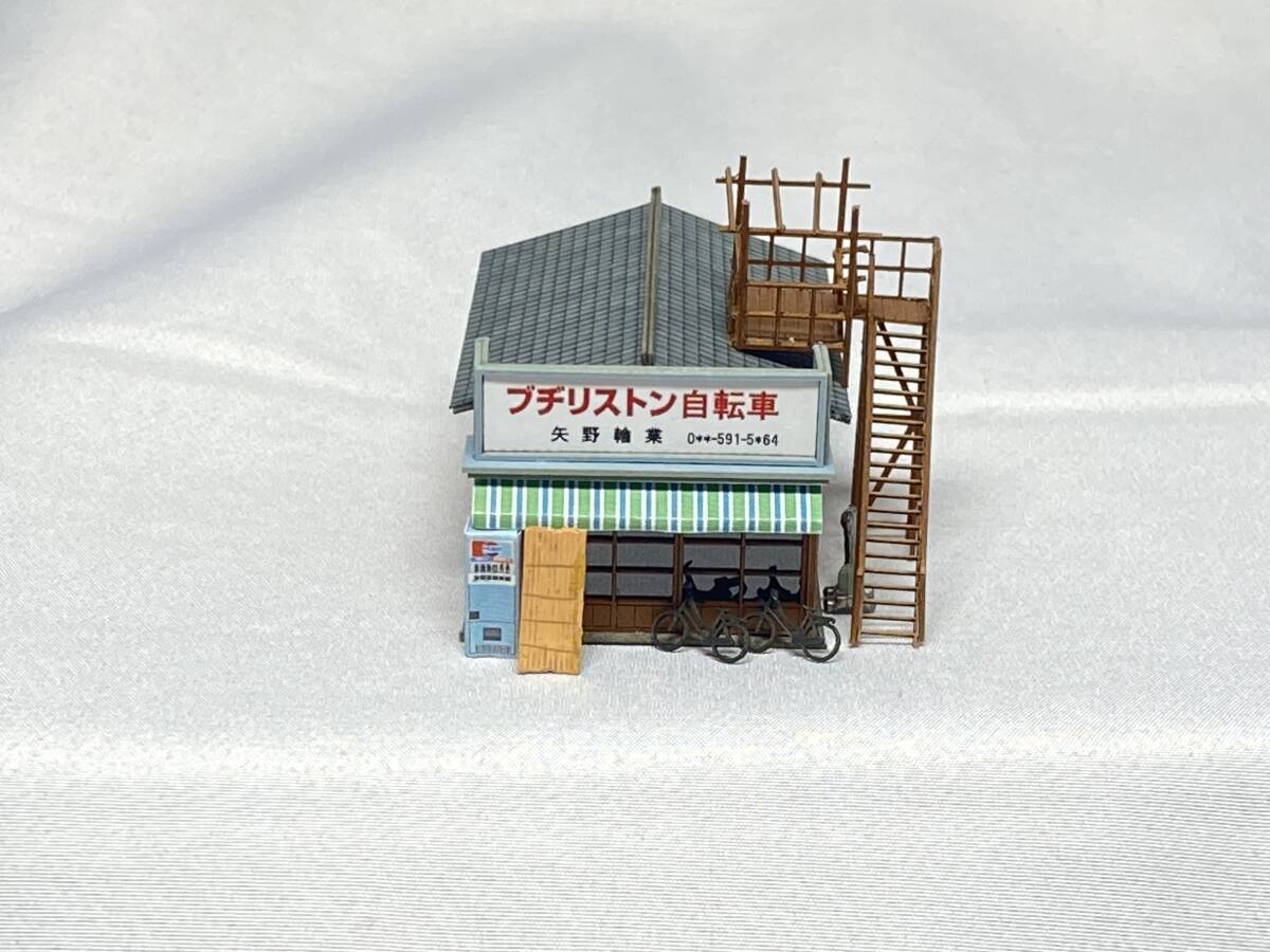 おまけ付き 1/150【商店E】自転車屋仕様 組み立て完成品 さんけい みにちゅあーと ジオラマ Nゲージ