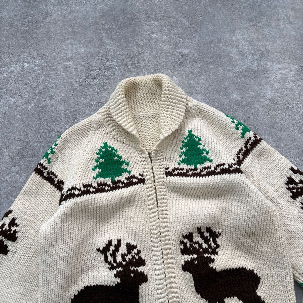 60s Vintage】LIGHTNING ZIP カウチンニットセーター 60s Vintage】LIGHTNING ZIP カウチンニットセーター