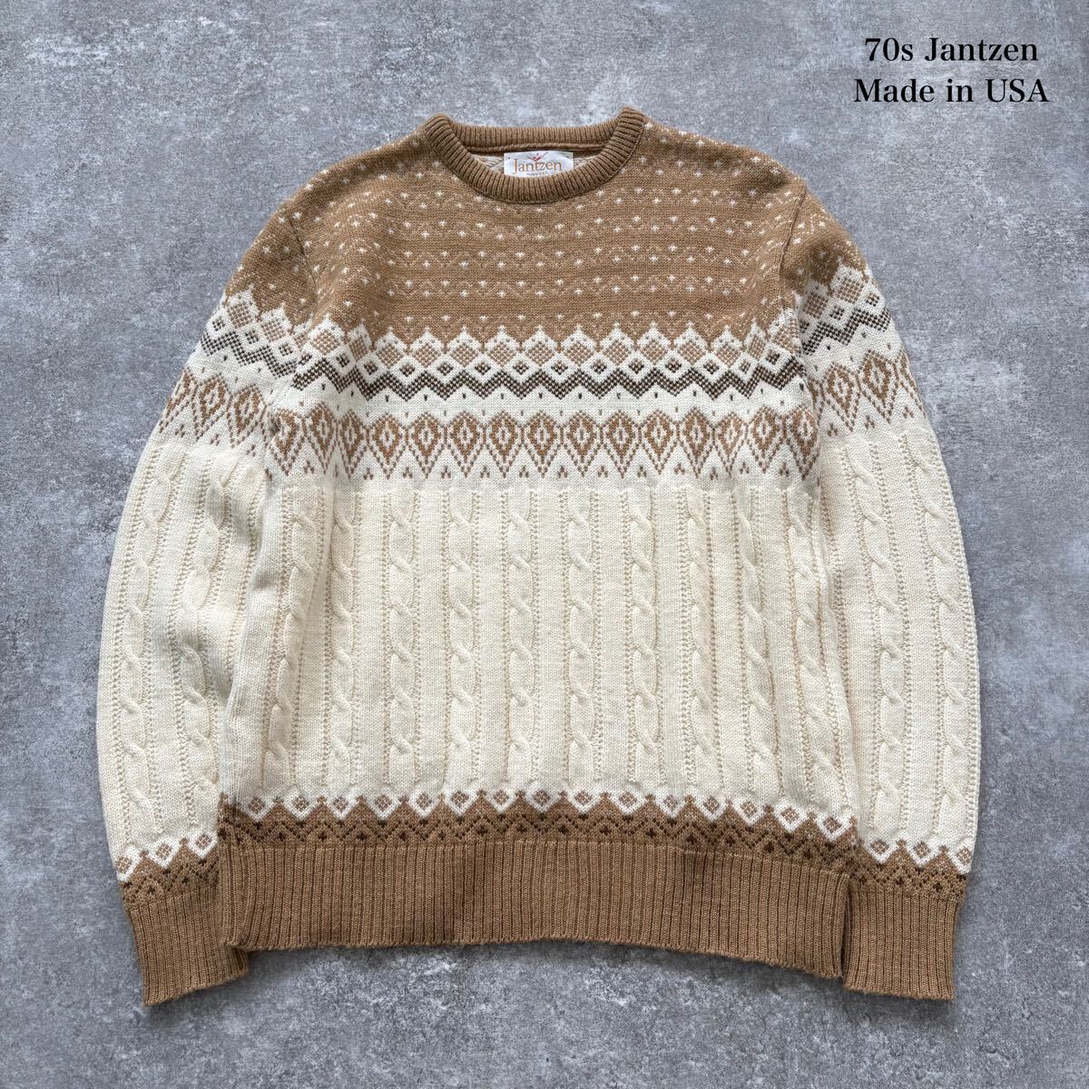 Jantzen】ジャンセン 70s ニットセーター ケーブル編み USA製 70 Jantzen】ジャンセン 70s ニットセーター ケーブル編み USA製 70