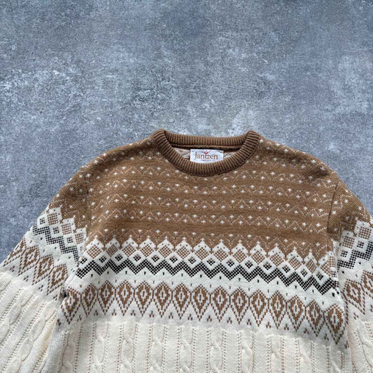 Jantzen】ジャンセン 70s ニットセーター ケーブル編み USA製 70 Jantzen】ジャンセン 70s ニットセーター ケーブル編み USA製 70