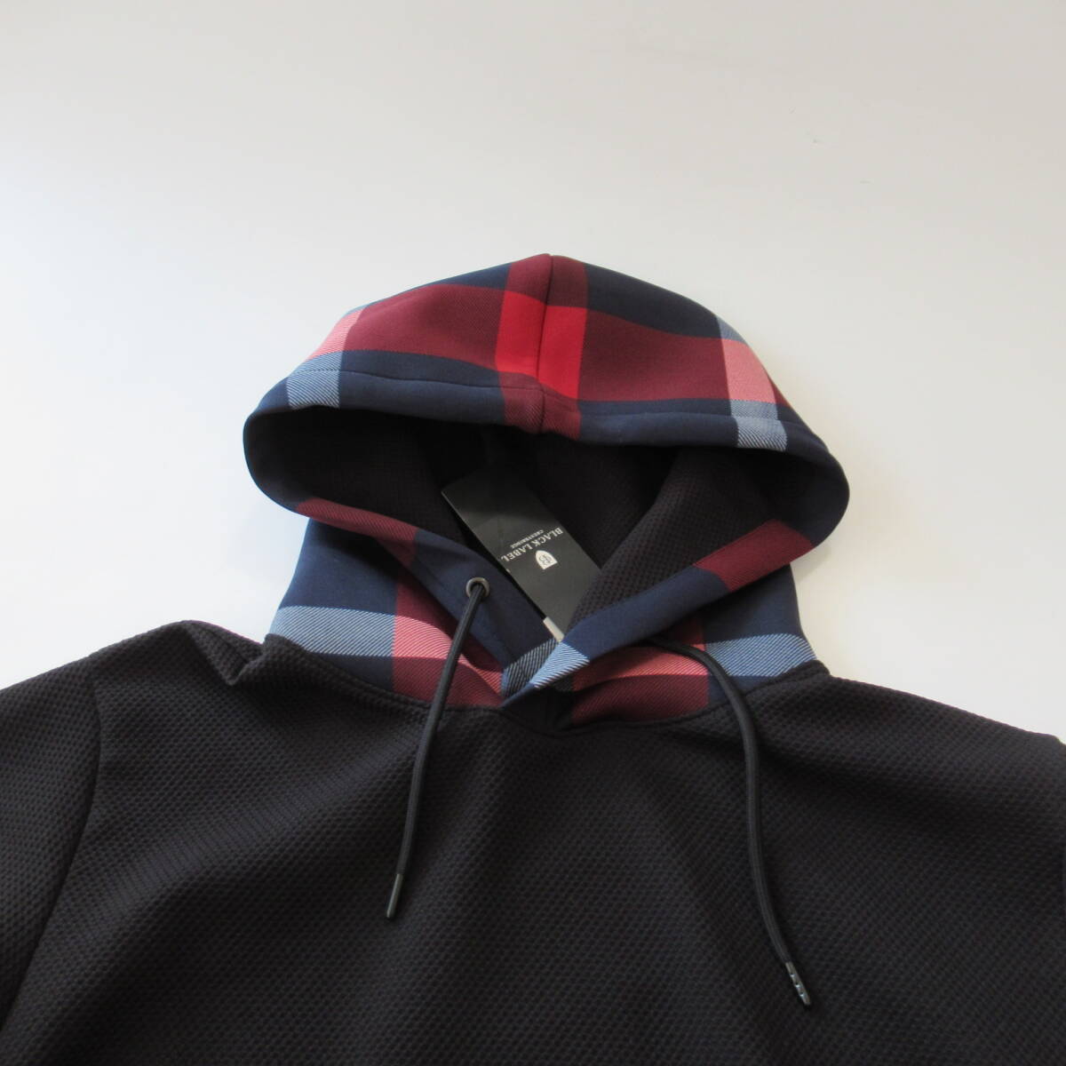 ■■202501即決■ ブラックレーベルクレストブリッジ新品ブラック パーシャルチェックフーディー / パーカー S_画像3
