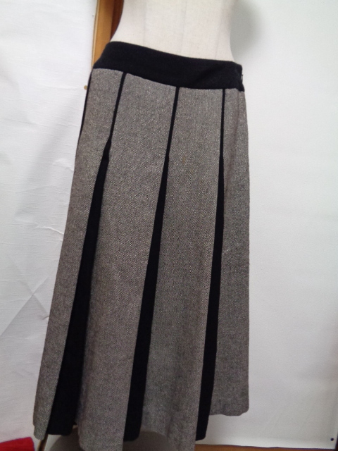 美品*ヒロコビス*11*異素材スカート*切り替えスカート*ツイード*毛*ウール*冬*秋*春*ウールスカート*40*L*HIROKO　BIS