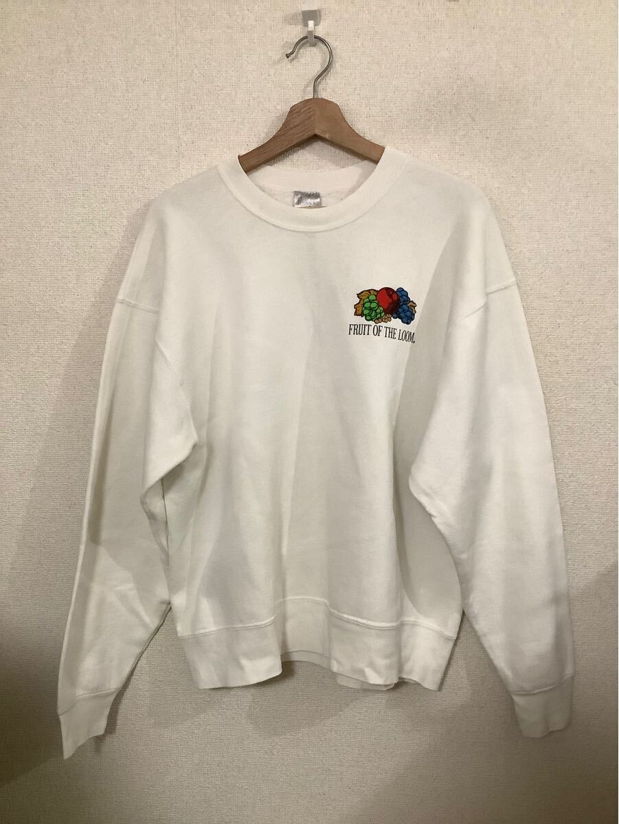 FRUIT OF THE LOOM フルーツオブザルーム　HEAVY ヘビーロゴプリントスウェット　トレーナー　ホワイト　カジュアル　古着　L