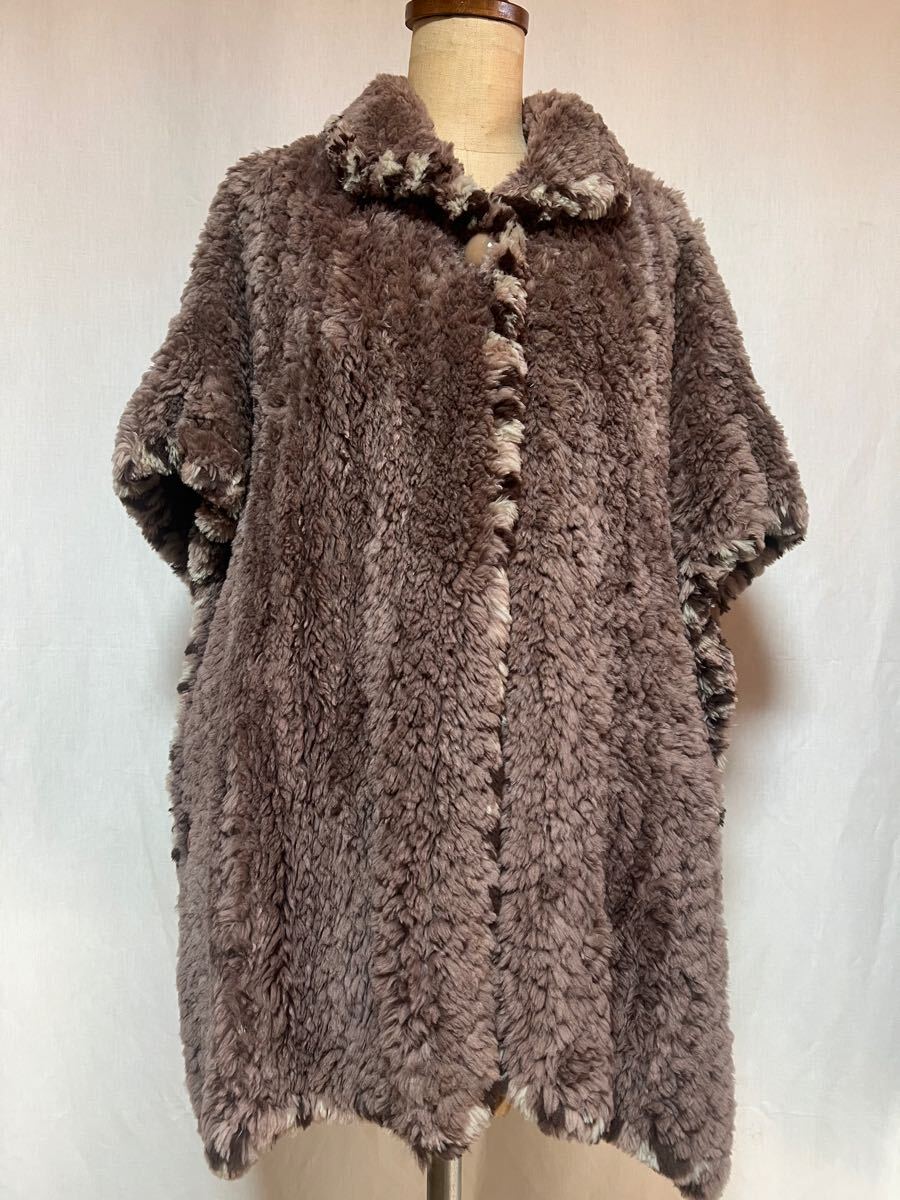 ポンチョ ビーバーヤーン編み込み GINZA GRACE HAND MADE IN CANADA カバー付き