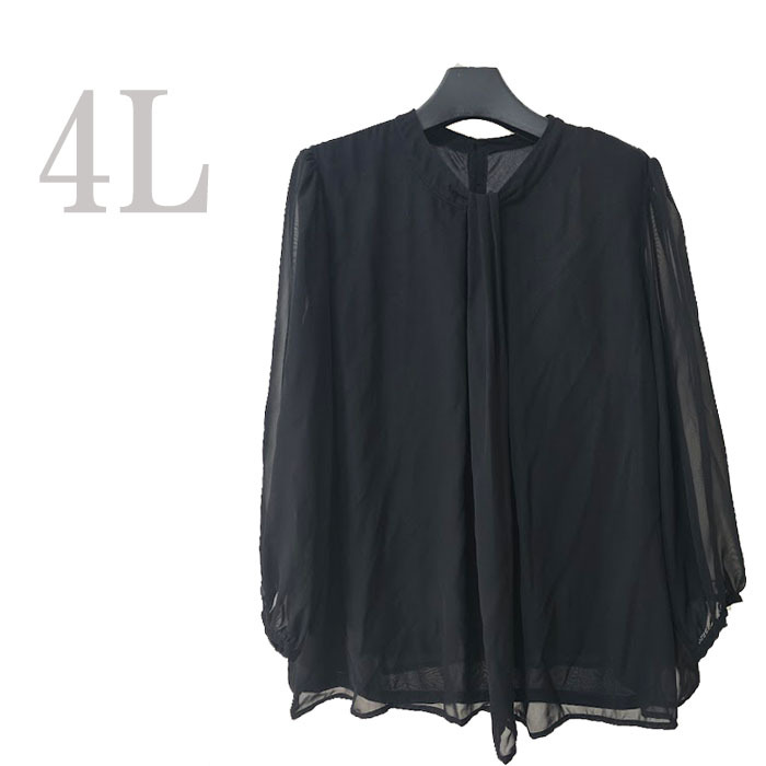 ●新品/フォーマル/ブラウス/黒系/4L/リボンタイ風/レディース●f10419