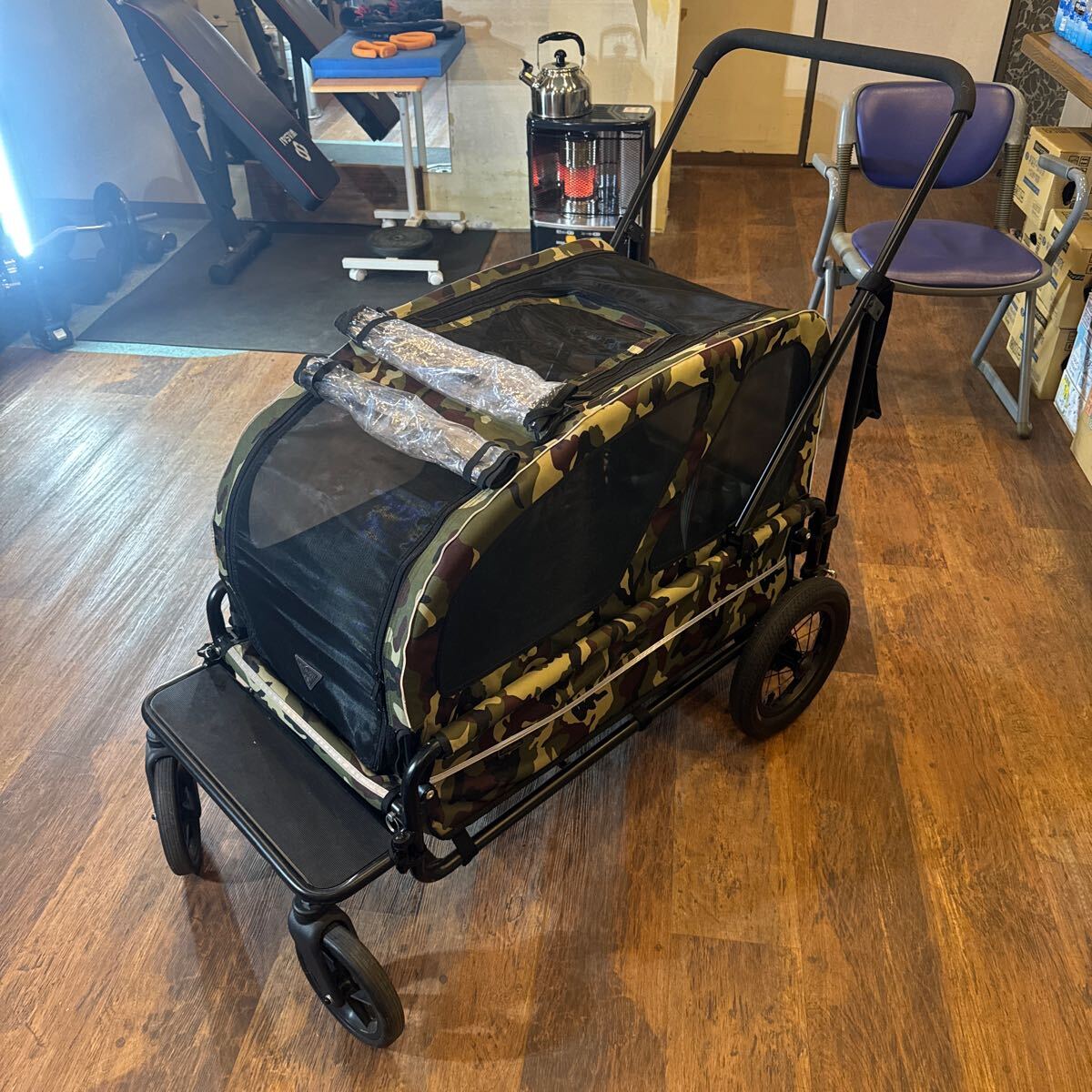AIRBUGGY CARRIAGE ルーフ+キャリッジ フルセット エアバギー 犬 カモフラージュ　直接引き取りのみ入札可
