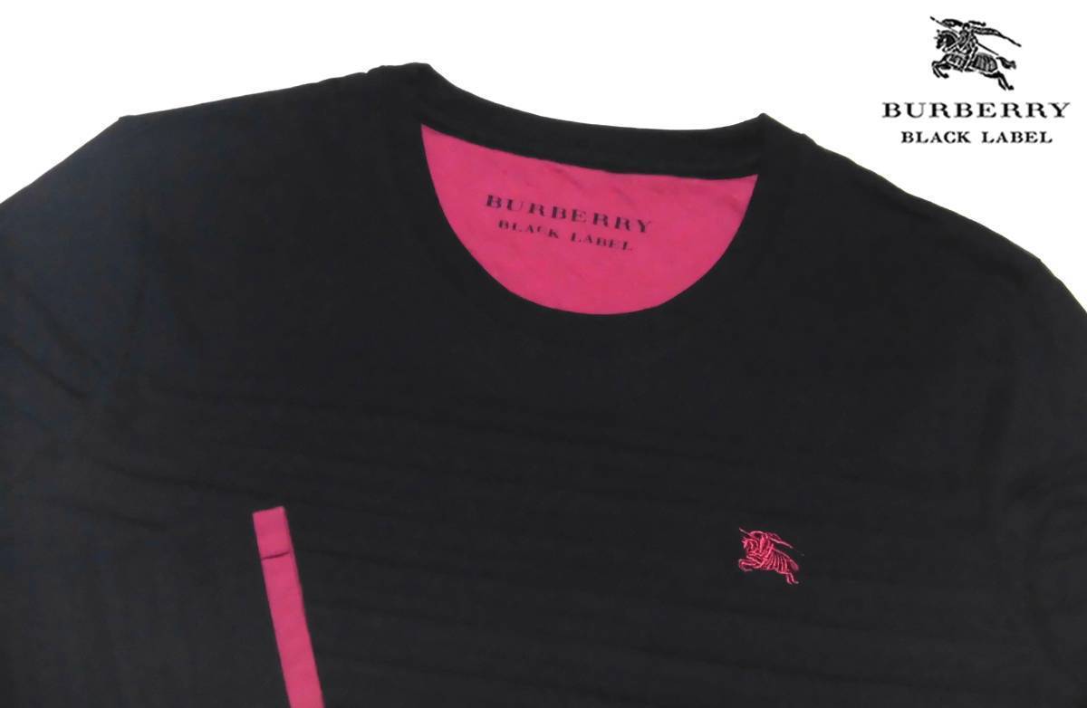 激レア 新品タグ付 大人気 L(3)バーバリーブラックレーベル BURBERRY BLACK LABEL ホース刺繍 凸凹シャドーボーダー レイヤード カットソー