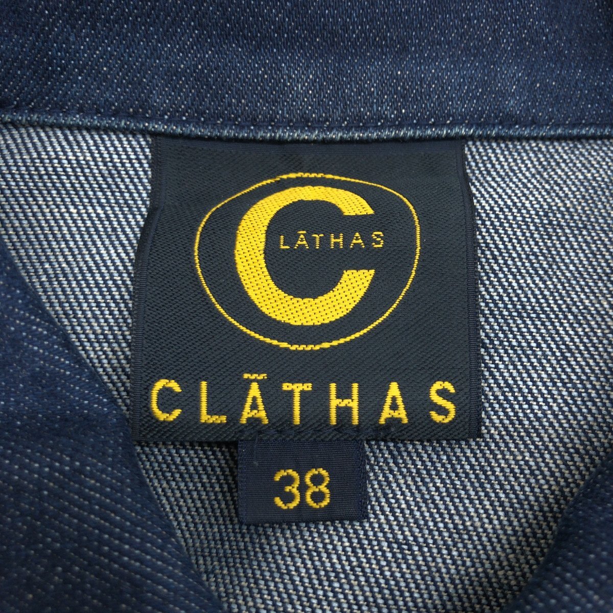 ●CLATHAS クレイサス ストレッチ デニム ジャケット 38(M) 濃紺 インディゴ 日本制 Gジャン ジージャン 金ボタン 國(guó)內(nèi)正規(guī)品 レディース