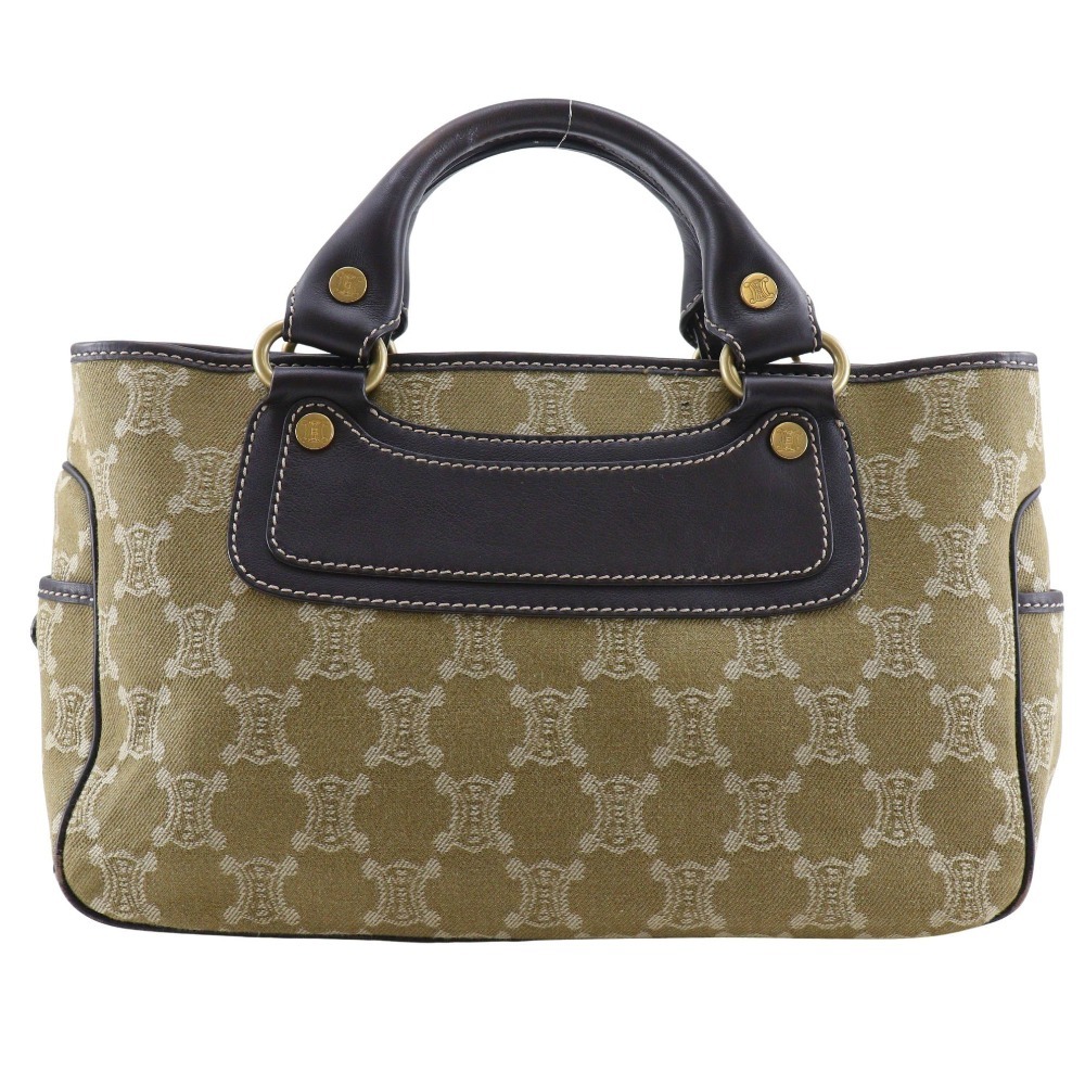 CELINE セリーヌ ブギーバッグ マカダム ハンドバッグ キャンバス カーキ レディース【H220924882】中古