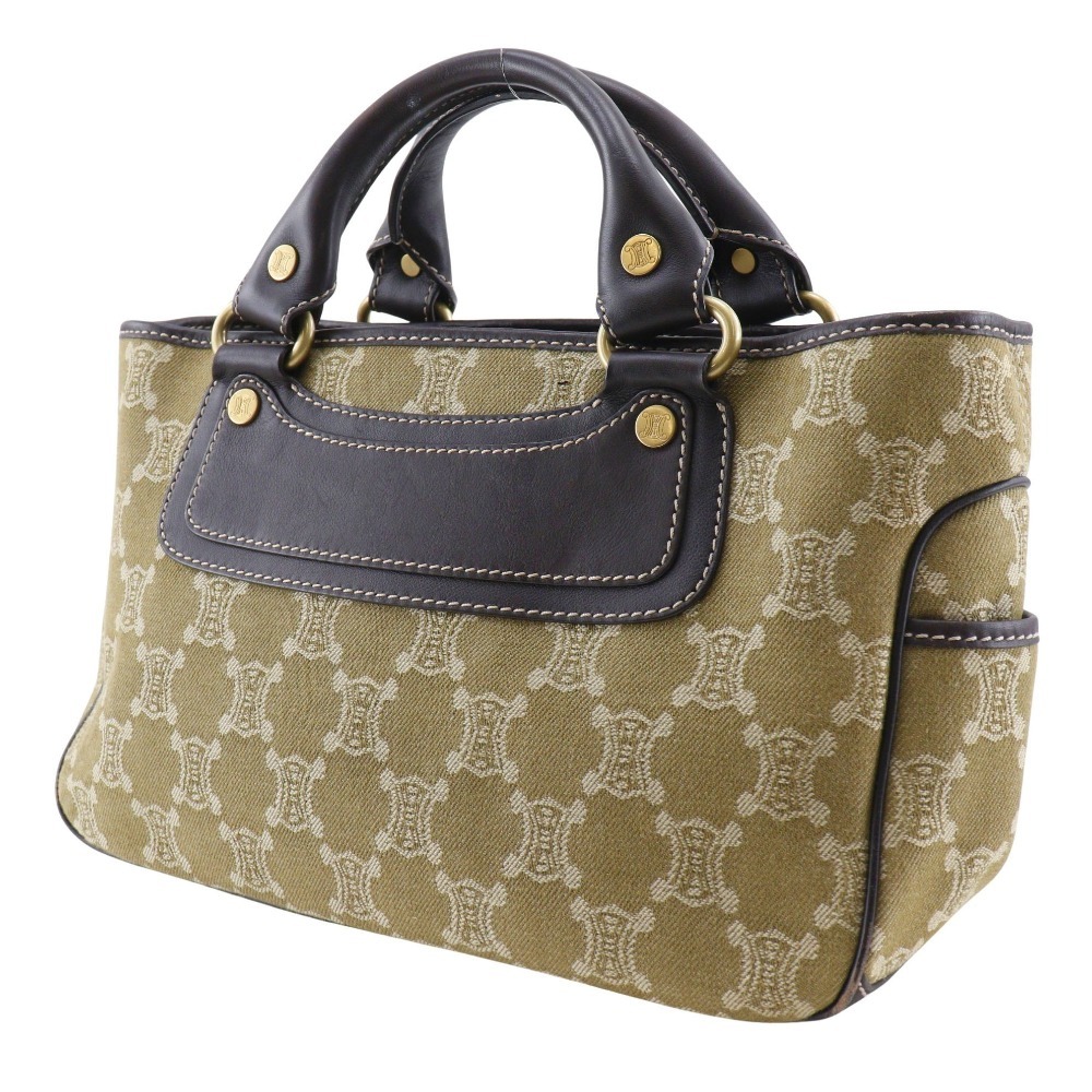 CELINE セリーヌ ブギーバッグ マカダム ハンドバッグ キャンバス カーキ レディース【H220924882】中古