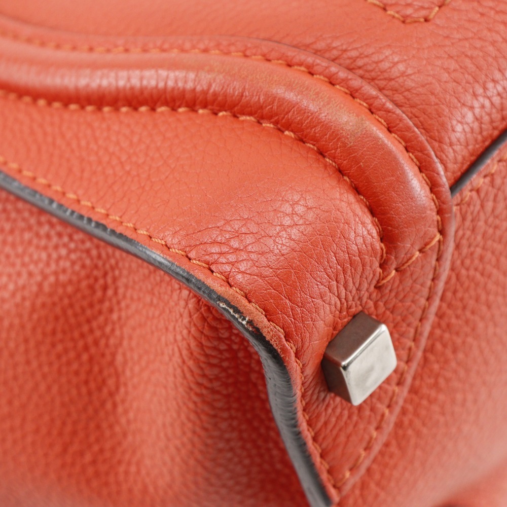 CELINE セリーヌ ラゲージ マイクロショッパー ハンドバッグ レザー 赤 レディース【H220924891】中古