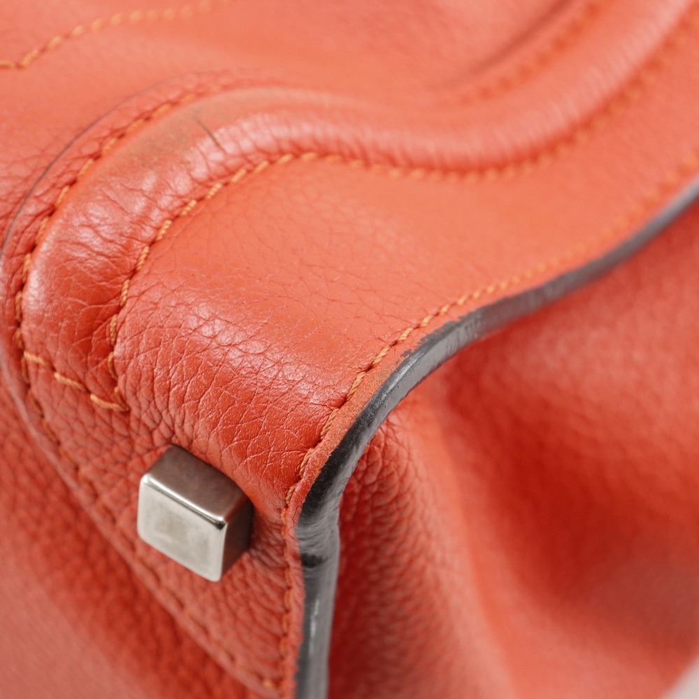 CELINE セリーヌ ラゲージ マイクロショッパー ハンドバッグ レザー 赤 レディース【H220924891】中古