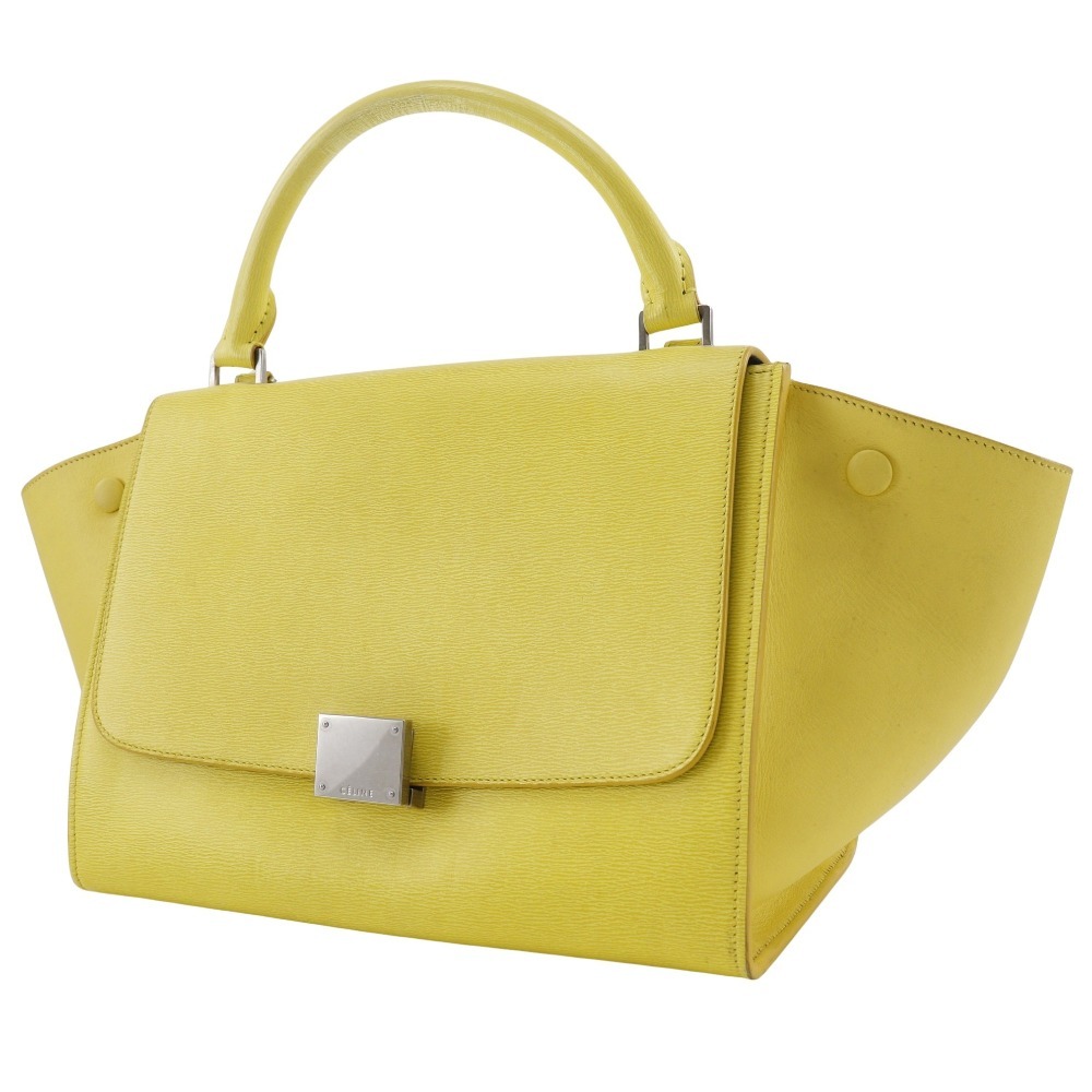 CELINE セリーヌ トラペーズ スモール 174683 ハンドバッグ カーフ 黃 レディース【G220524002】中古