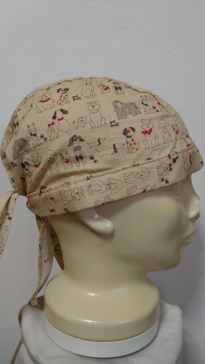★バンダナキャップ★ハンドメイド　犬　フレンチブルドッグ　ベージュ