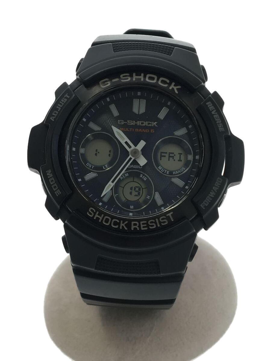 CASIO◆ソーラー腕時計・G-SHOCK/デジアナ/ブラック/ネイビー/AWG-M100SB/ジーショック//