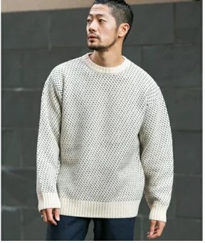 アーバンリサーチ　ニット　バーズアイ柄　ロッソ　URBAN RESEARCH ROSSO　厚手