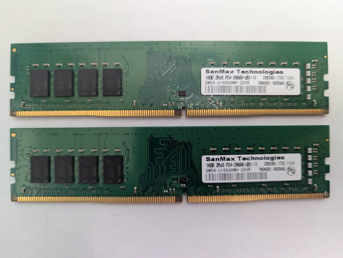 простой проверка завершено настольный память Sanmax DDR4-2666 PC4-21300 16GB×2( итого 32GB) ②