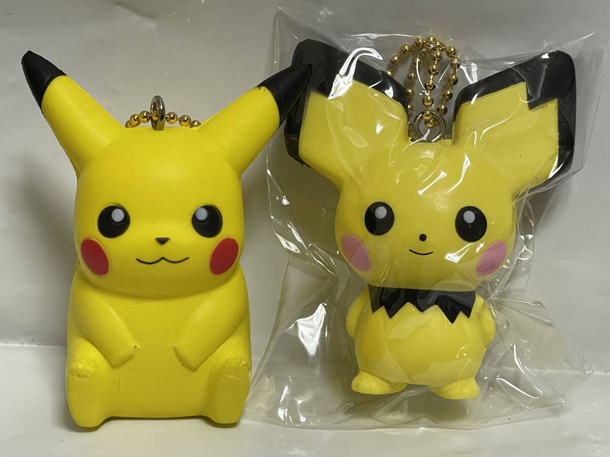 未使用、ポケットモンスター★ソフトフレンズ スクイーズマスコットキーホルダー、ピカチュウ、ピチュー、2種セット★未開封