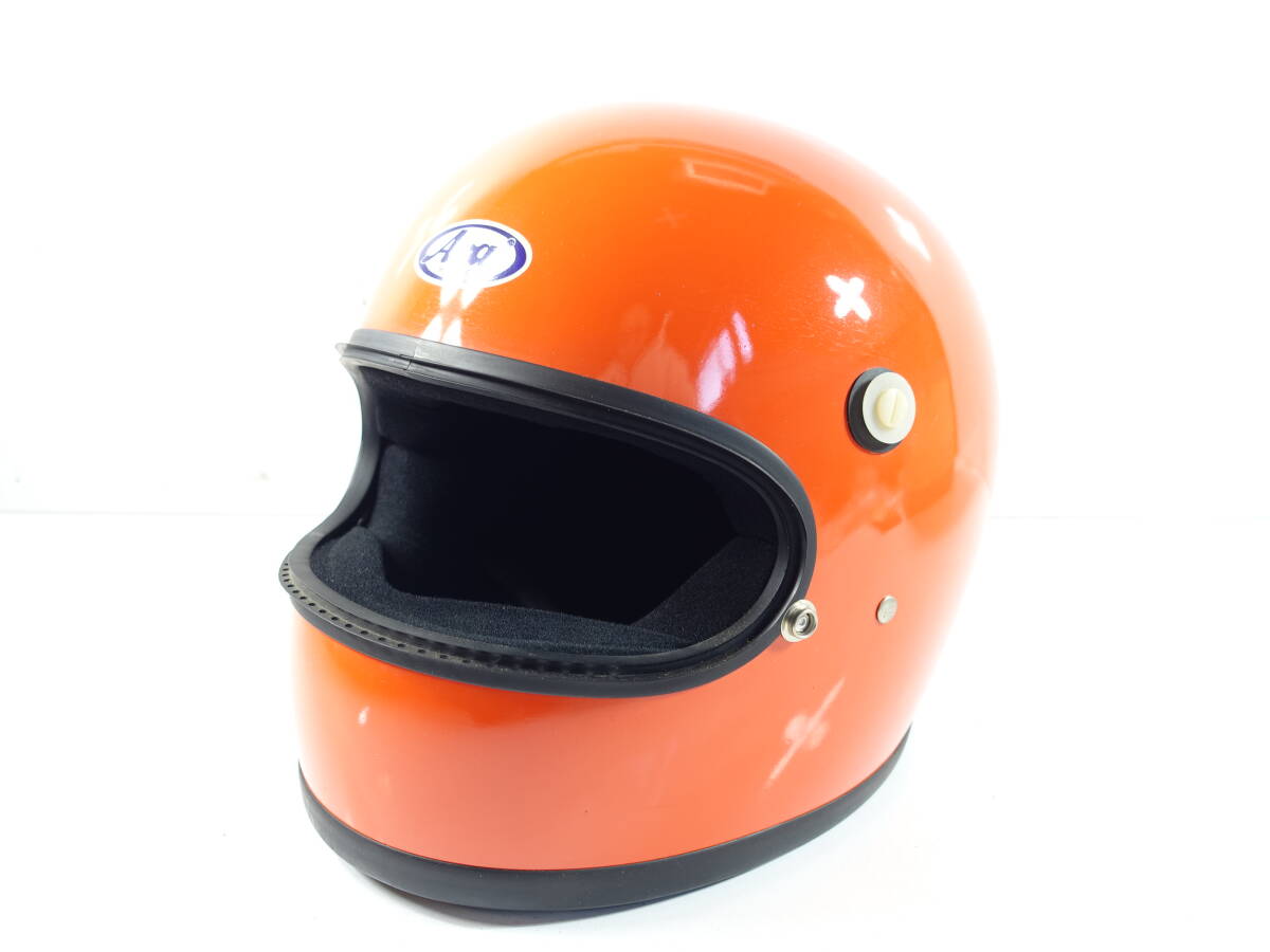 當(dāng)時物 新品 長期保管 廃盤★HA アライ arai 新井広武★ヴィンテージ ヘルメット フルフェイス★オレンジ TX-1DX Mサイズ 56㎝-59㎝ 族ヘル
