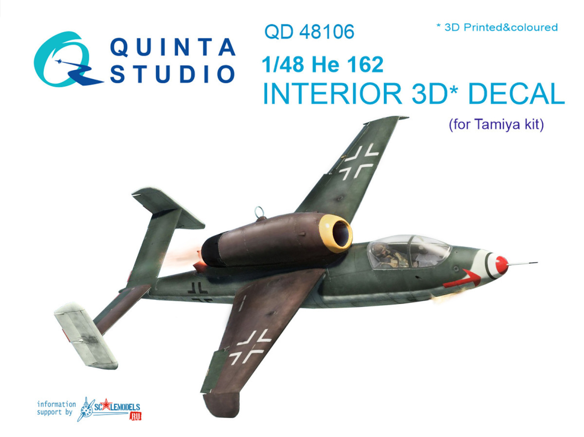 QUINTA STUDIO(QD48106)1/48 ハインケルHe162サラマンダー用内装3Dデカール (タミヤ用)