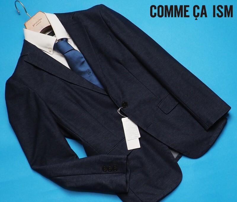 新品定価1.7万円 COMME CA ISM コムサイズム【ウォッシャブル】デニムジャージージャケットM紺(22) 01GY10