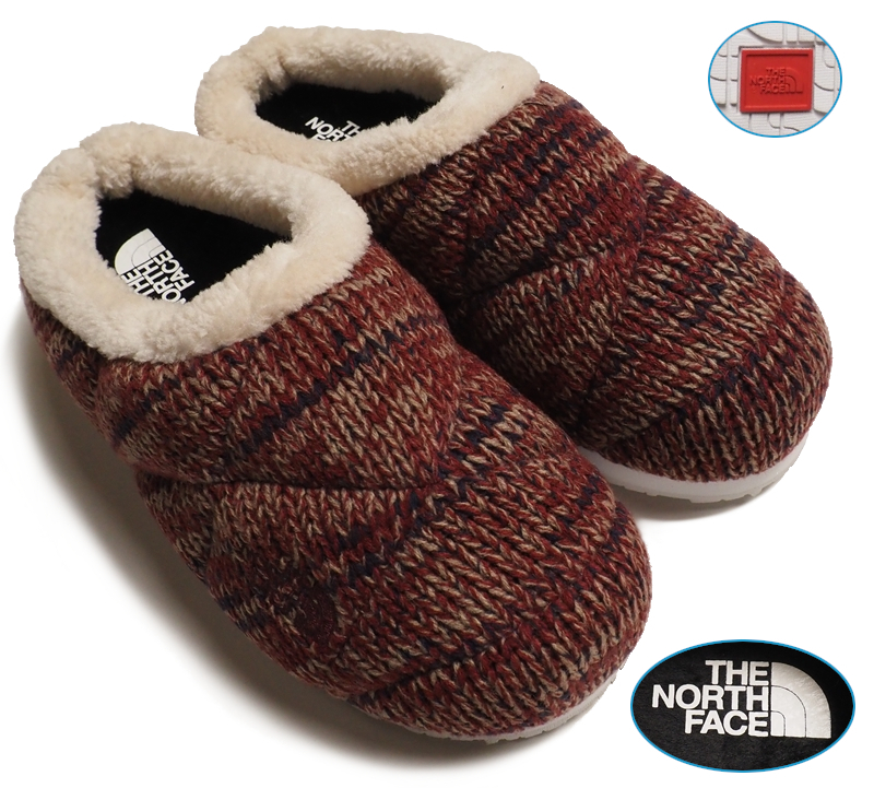 新品正規 ノースフェイス 海外限定 グースダウン充填 履き口ボア MULE SLIPPER シューズ スリッポン 25cmワイン(WIN)