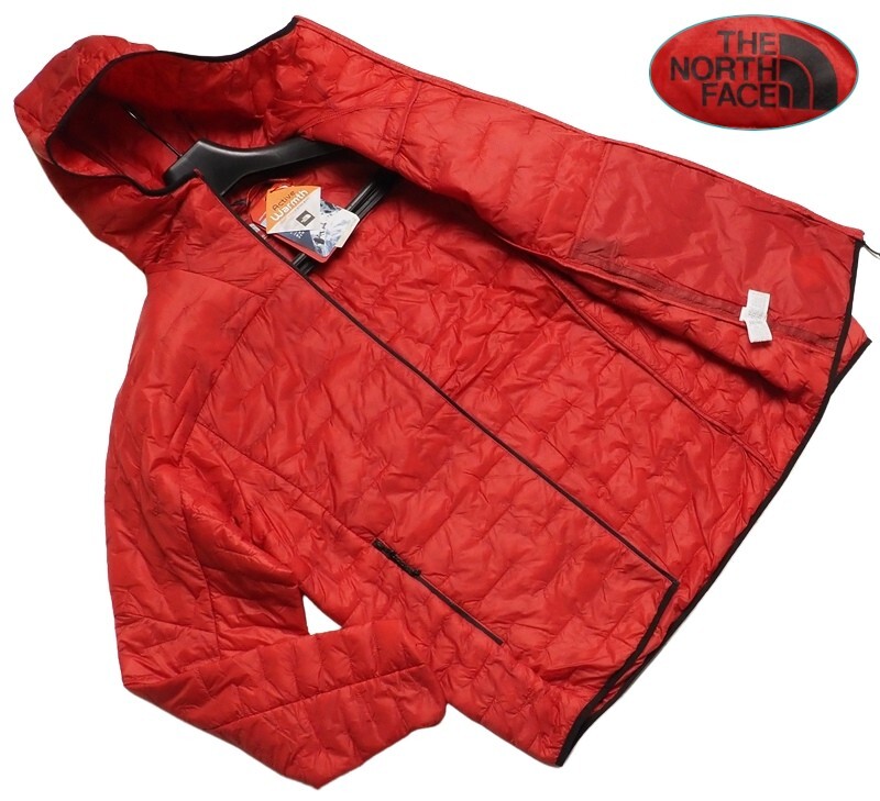 新品正規26900円 ノースフェイス 海外限定 高機能エコダウン ACTIVE WARMTH フーディー/ジャケット メンズLレッド(RED) 直営店購入