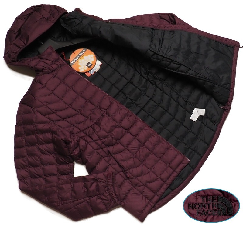 新品正規 ノースフェイス 海外限定 高機能中綿 DWR撥水 T-BALL TECH HOODIE ジャケット メンズXLワイン(WIN)