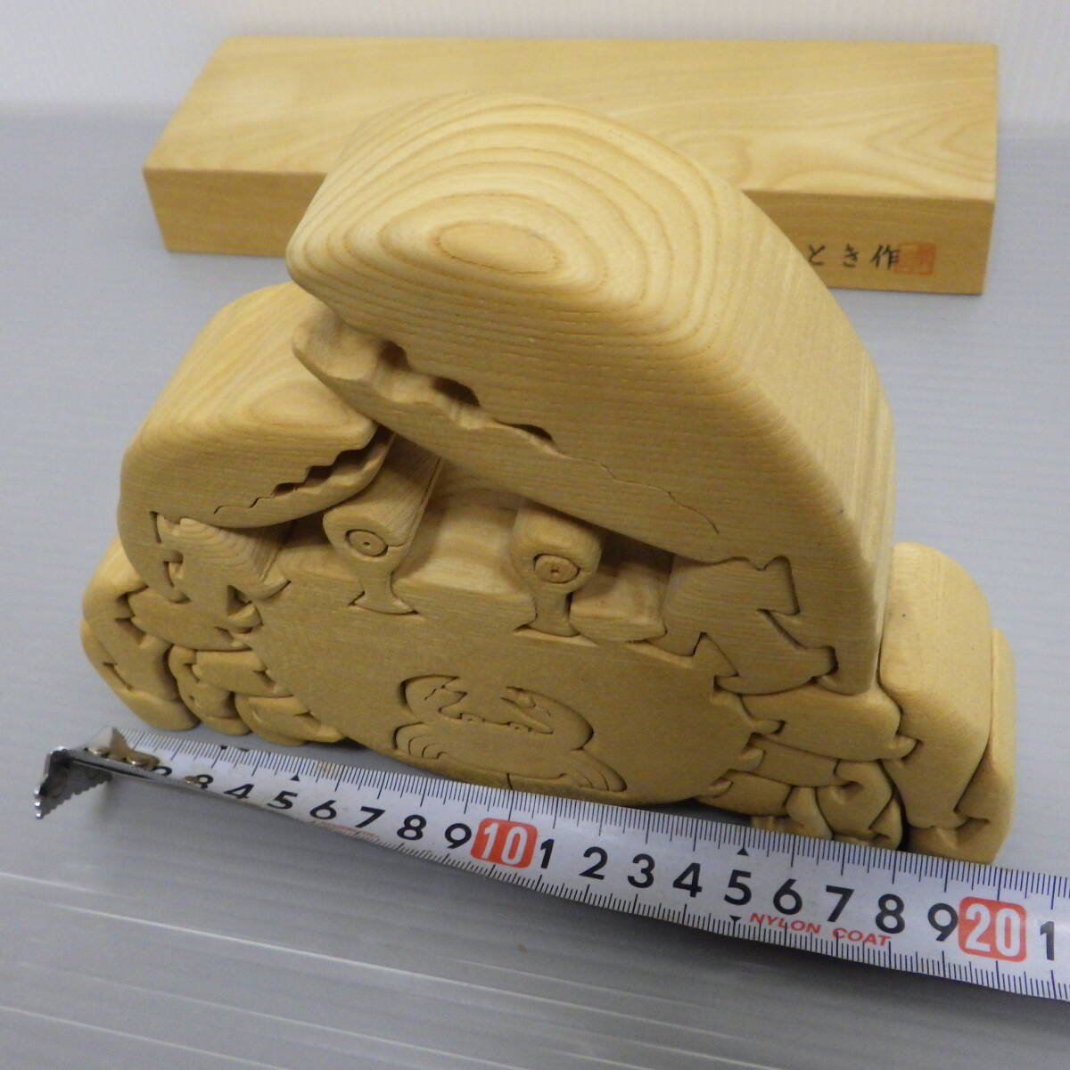 ウッドパズル　蟹親子　かに　カニ　木製　無垢材　セン材　立体パズル_画像9