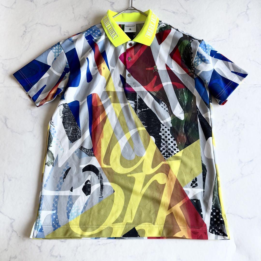 キムタク着用モデル 極美品 2022SS マークアンドロナ MARK&LONA Gaze Polo 現行タグ ゴルフウェア ポロシャツ 総柄 カタログ掲載 大きめ 46