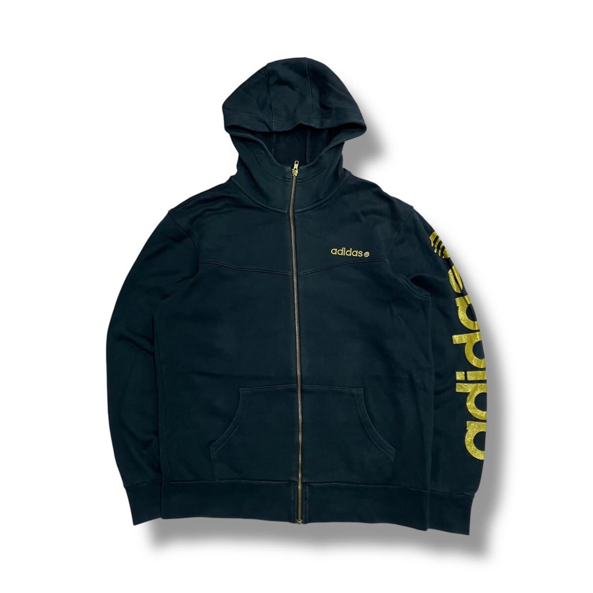 adidas neo アディダス ネオ フルジップ パーカー フーディー スウェット ブラック O