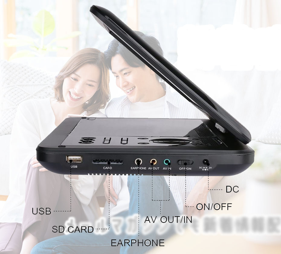 INTENAVI 12.6型 DVDポータブル 大畫面CPRM対応 リージョンフリー AV入出力