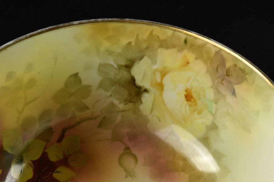 蔵c9879a】オールドノリタケ RCヤジロベー印 金彩薔薇文 菓子鉢