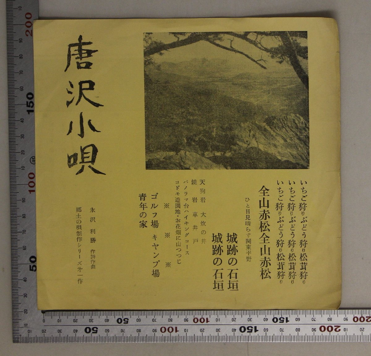ソノシート『唐沢小唄』永沢利勝 作詞作曲 郷土の唄制作シリーズ第1作 唐沢小唄普及会 補足:唄い手 鈴木十三一・大沢照子/栃木県佐野市