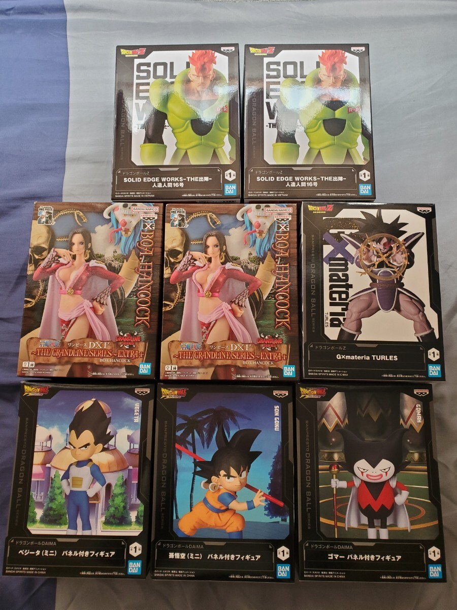 新品未開封 ドラゴンボール ワンピース フィギュア まとめ売り 一番くじ ハンコック ターレス ゴマー 人造人間16号 孫悟空 ベジータ